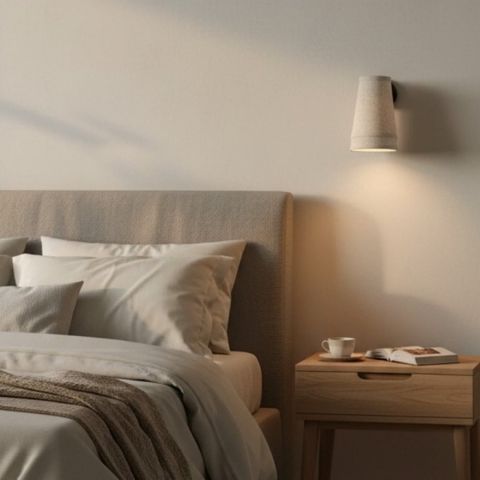 Zalen Wandleuchte – Leinenschirm mit Struktur und Retro-Bronze-Design T652