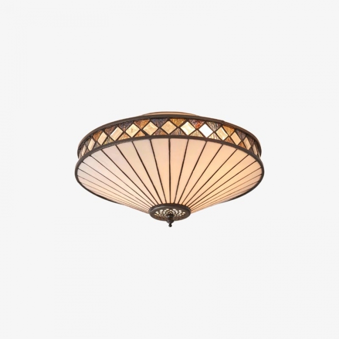 TiffStar Elegancka lampa sufitowa ze szkła artystycznego – lampa wpuszczana w sufit w stylu vintage do salonów T634