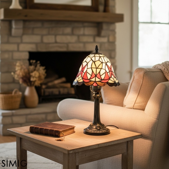 Virelle Colorful Stained Glass Tiffany Table Lamp – Bedroom Accent Light T549