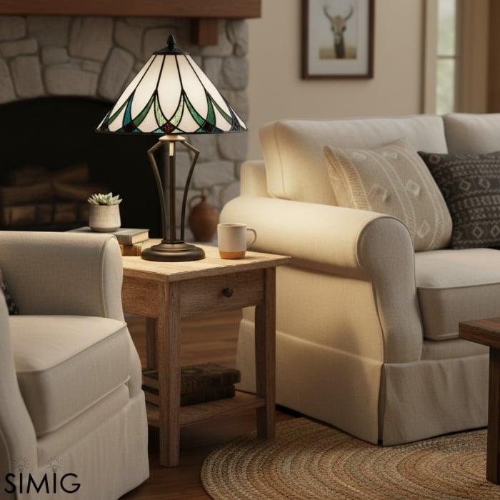 TF Allanton Tischleuchte im Tiffany-Stil - Akzentbeleuchtung fürs Arbeitszimmer T641