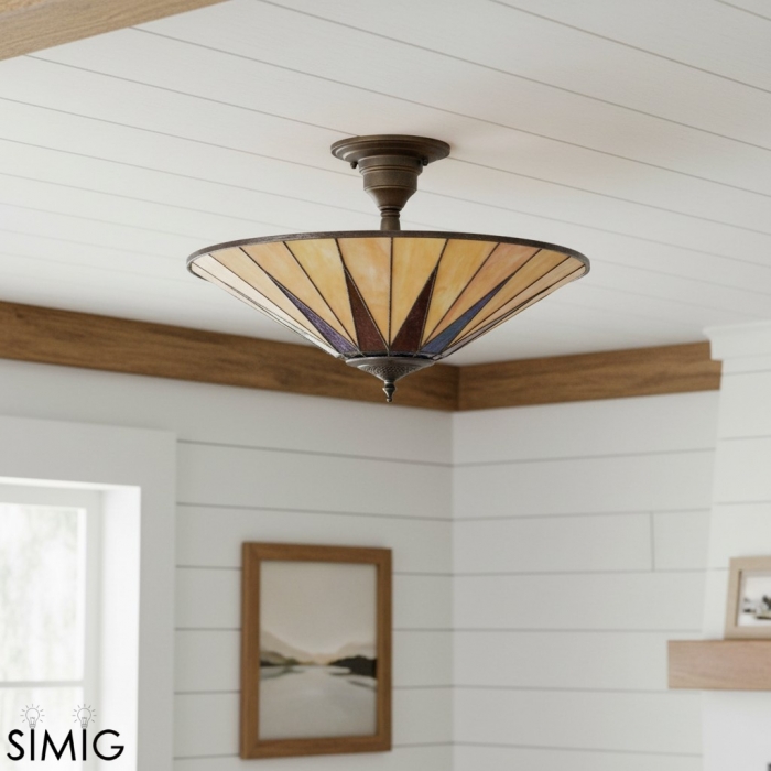 Lampa sufitowa TF Dark Star Geometry Star w stylu Tiffany do przedpokoju T637