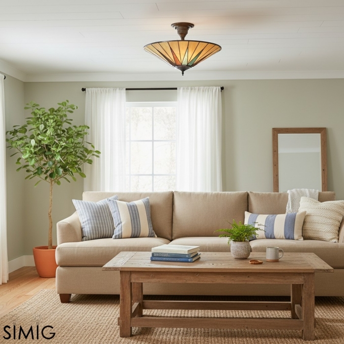 Lampa sufitowa TF Dark Star Geometry Star w stylu Tiffany do przedpokoju T637