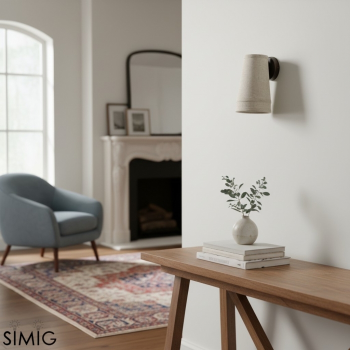 Zalen Wandleuchte – Leinenschirm mit Struktur und Retro-Bronze-Design T652