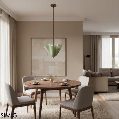 Závěsné svítidlo Bellina Radner – barevné skleněné stínidlo s mosaznými detaily pro moderní prostory T278