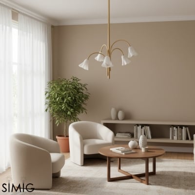 Bellina Moderní romantický lustr - botanický design lilie se skleněnými květy T280