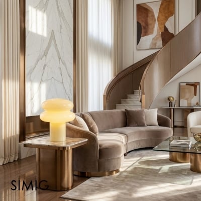 Kleine opaal tafellamp - Paddenstoelvormige glazen lamp voor woonkamer T422