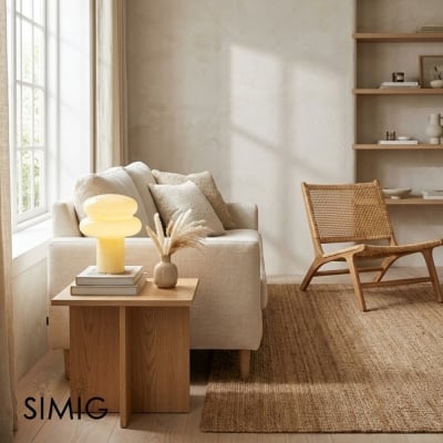 Lampe à Poser en Verre Opalescent Baya - Petite Lampe de Table Bauhaus Moderne pour Cuisine T422