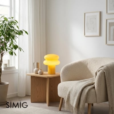 Lampe à Poser en Verre Opalescent Baya - Petite Lampe de Table Bauhaus Moderne pour Cuisine T422