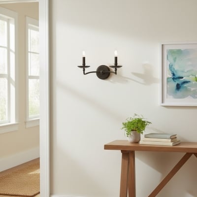 Kinkiet ścienny Tela Classic Iron Candle-Arm – rustykalny metalowy, pojedynczy lub podwójny, do przedpokoju i jadalni T796