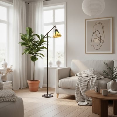 Lampa podłogowa TF Dark Star Tiffany Task – lampa podłogowa witrażowa w stylu art déco do salonu T1048