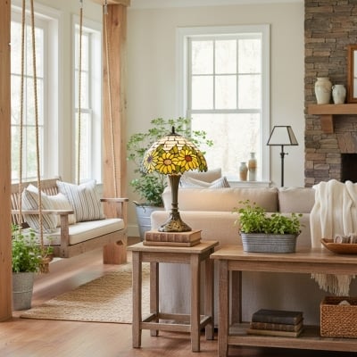 Ręcznie wykonana lampa z kloszem TF Sorenia – klasyczne oświetlenie w stylu Tiffany do domu i hoteli T890