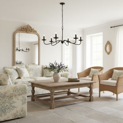 Reticula Open Iron Frame Chandelier - Indoor and Outdoor Hanging Light for Dining Room Living Room Entry T807