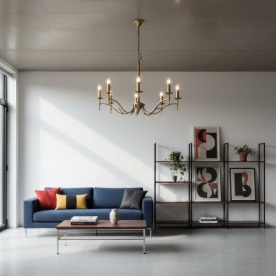 Żyrandol Tela z mosiądzu i niklu – elegancka lampa wielopunktowa do przedpokoju i kuchni T827