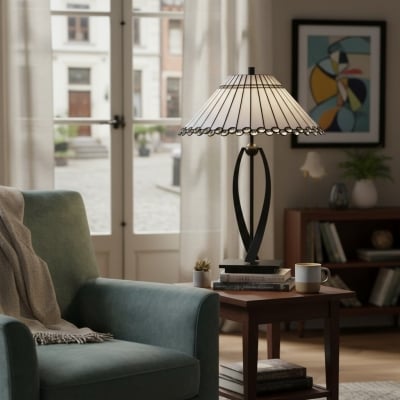 TF Allanton Tapered Table Lamp - Vintage Geometric Glass for Bedside and Study T854