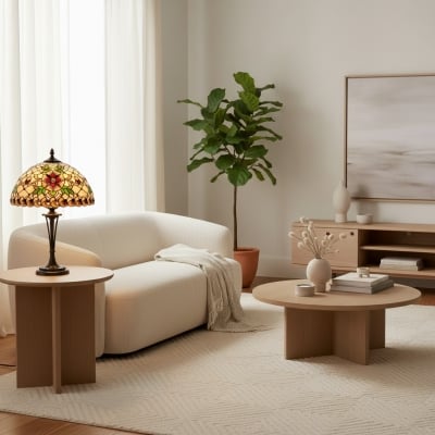 TF Angelique Style Table Lamp - Handcrafted Glass Shade with Warm Ambience T860