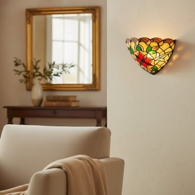 Kinkiet TF Angelique Vintage Floral Glass Wall Sconce – Elegancki design ze szkła artystycznego do sypialni i korytarzy T896