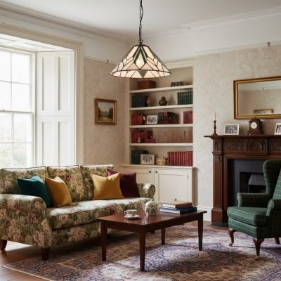 Lampa sufitowa Tiffany TF Astoria – geometryczny wzór szkła z wgłębieniami do salonu T1035