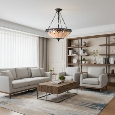 TF Brooklyn Inverted Pendant - Lampa wisząca ze szkła dekoracyjnego z regulowanym łańcuszkiem do przestrzeni domowych T987