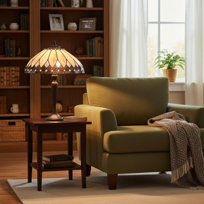 TF Brooklyn Tiffany Lamp Stained Glass Mosaic Table Lamp - Classic Art Deco Style for Living Room T1021