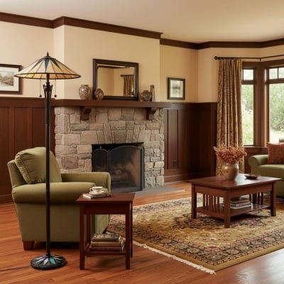 Lampa podłogowa TF Dark Star Tiffany Art Glass – oświetlenie akcentowe na metalowej podstawie w stylu vintage T878