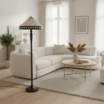 TF Fargo Geometric Art Deco Tiffany Floor Lamp for Living Room Corner Lighting T857