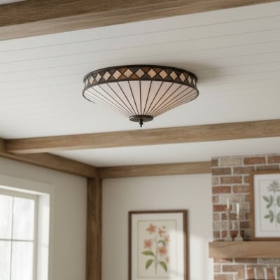 Lampa wpuszczana TF Fargo Geometryczna – ręcznie wykonana lampa witrażowa w stylu art déco do przedpokoju T1010