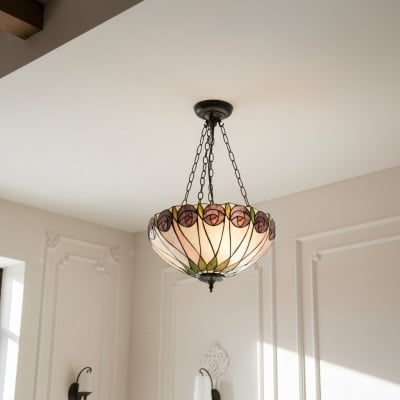 Lampa wisząca Tiffany TF Hutchinson – odwrócona, szklana lampa artystyczna, regulowana, do domu, T903