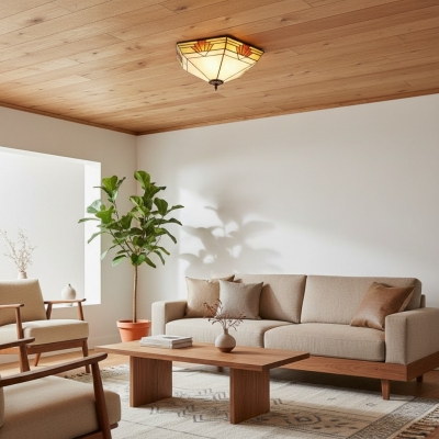 Lampa sufitowa TF Nevada z kloszem szklanym – półpłaska, do przedpokoju i jadalni T823