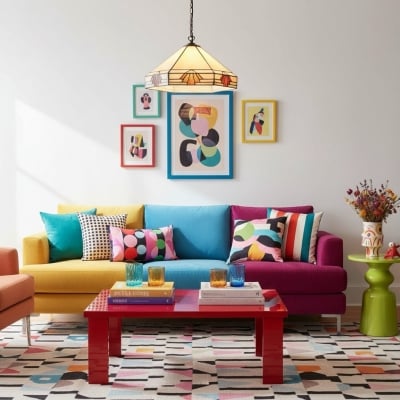 Wisząca lampa witrażowa TF Nevada Vintage – ręcznie robione oświetlenie ze szkła artystycznego do jadalni T971