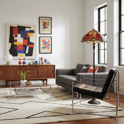 TF Orsino Decorative Tiffany Style Floor Lamp - Artistic Stained Glass Lamp for Bedroom T859