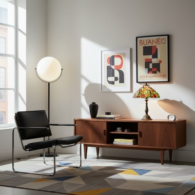 TF Sorenia Elegant Stained Glass Lamp - Handcrafted Tiffany Table Light for Home Interiors T891