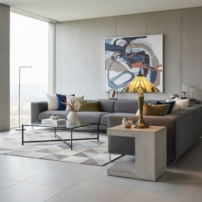 Lampa stołowa TiffStar inspirowana naturą, ze szkła artystycznego – witrażowy wzór liścia do wystroju wnętrz T1003