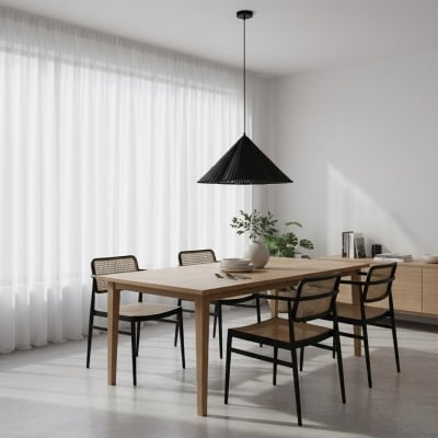 Wickara Natural Rattan Woven Pendant Light - Boho-Chic Hanging Lamp for Living and Dining T678