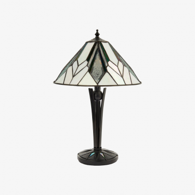 Lampa stołowa TF Astoria Art Deco z witrażem – ścięty i opalizujący klosz do sypialni lub salonu T852