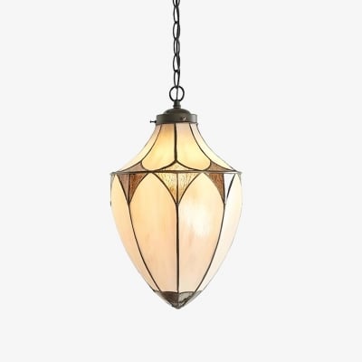 Lampa wisząca TF Brooklyn Acorn z witrażem, 1-punktowa, w stylu Tiffany Vintage, do jadalni i przedpokoju T914