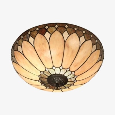 Lampa sufitowa TF Brooklyn Tiffany Glass Flush Mount – styl art déco do przedpokoju lub salonu T966