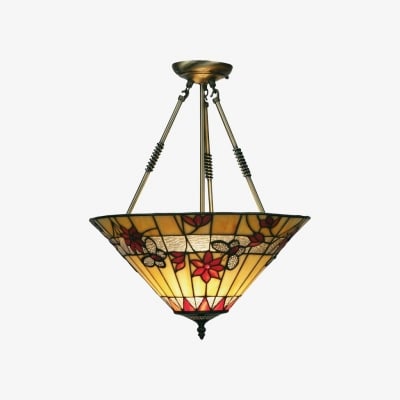 TF Butterfly Pendant Light - Stained Glass Pendant in Art Nouveau Style for Living Room T931