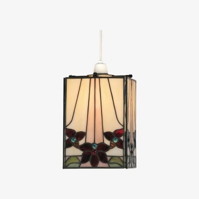 Lampa wisząca Tiffany z mozaiką szklaną TF Camillo - kwadratowy klosz do latarni - Artisan Home Décor Accessory T1025