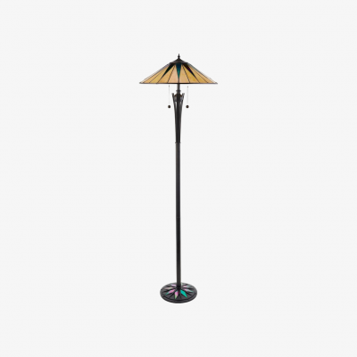 TF Dark Star Tiffany Art Glass Floor Lamp - Vintage-Inspired Metal Base Accent Lighting T878