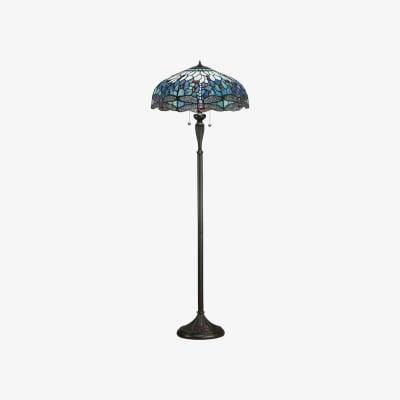 Lampa podłogowa TF z motywem ważki – witraż w stylu vintage do salonu T935