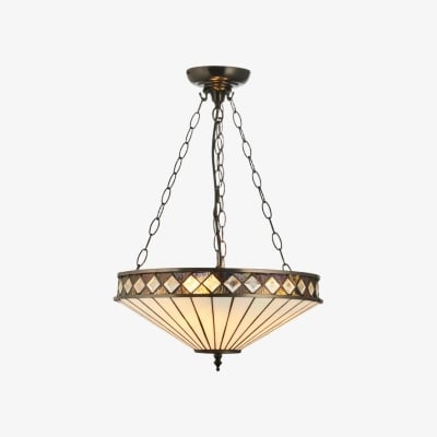 Regulowana lampa wisząca TF Fargo z odwróconym kloszem inspirowanym witrażem do wyspy i jadalni T981