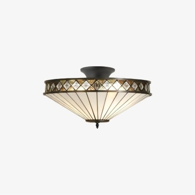 TF Fargo Semi-Flush Ceiling Lamp - A Classic Deco Light with a Decorative Glass Shade for Multi room Use T994