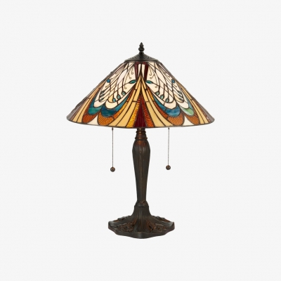 TF Hector Art Nouveau Table Lamp - Stained Glass Shade Decorative Lighting for Living Room or Bedroom T1045