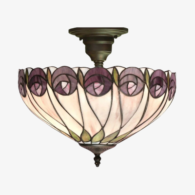 TF Hutchinson Tiffany Ceiling Light with Mackintosh Rose for Living and Dining Rooms T904