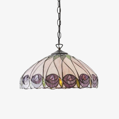 Lampa wisząca Tiffany Glass firmy TF Hutchinson z artystycznym wzorem mozaiki do jadalni i salonu T956