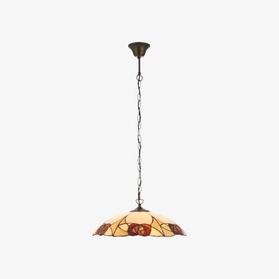 Lampa wisząca Tiffany TF Ingram – ręcznie robiony klosz z witrażu w stylu vintage z motywem kwiatowym do jadalni T1030