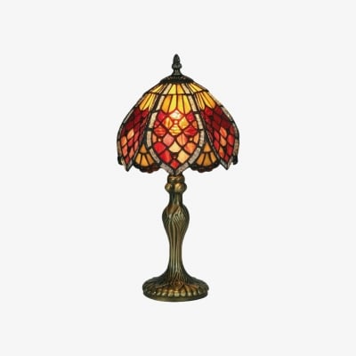 Lampa stołowa TF Orsino w stylu art déco – ręcznie wykonana lampa artystyczna z witrażu w stylu vintage do eleganckich wnętrz