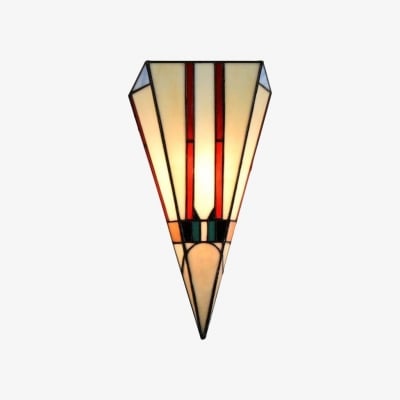 Kinkiet witrażowy TF Sorenia Art Deco – ręcznie cięty szklany kinkiet do salonu T889