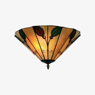 TiffStar Leaf Flush Ceiling Light with Art Glass Shade for Living Room T844