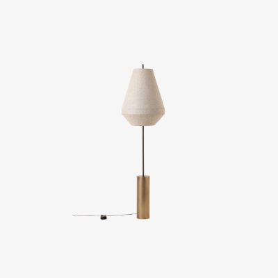 Zalen Floor Lamp - Layered Linen Pendant Design Aged Brass-Metal Lamp for Living Room T732